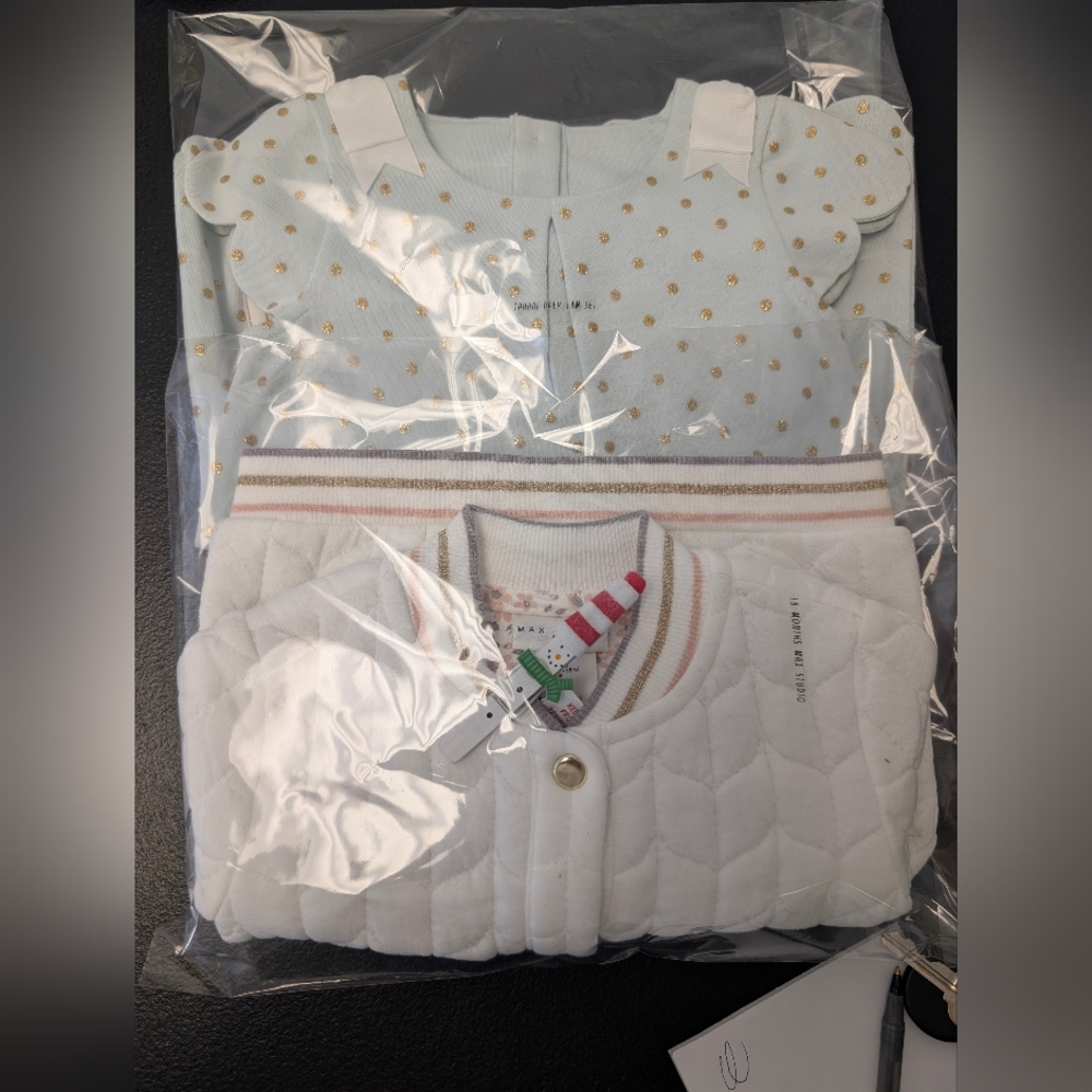 BABY BUNDLE ♥️ Outfit Set with Gold Polka Dots and Quilted Jacket🌿